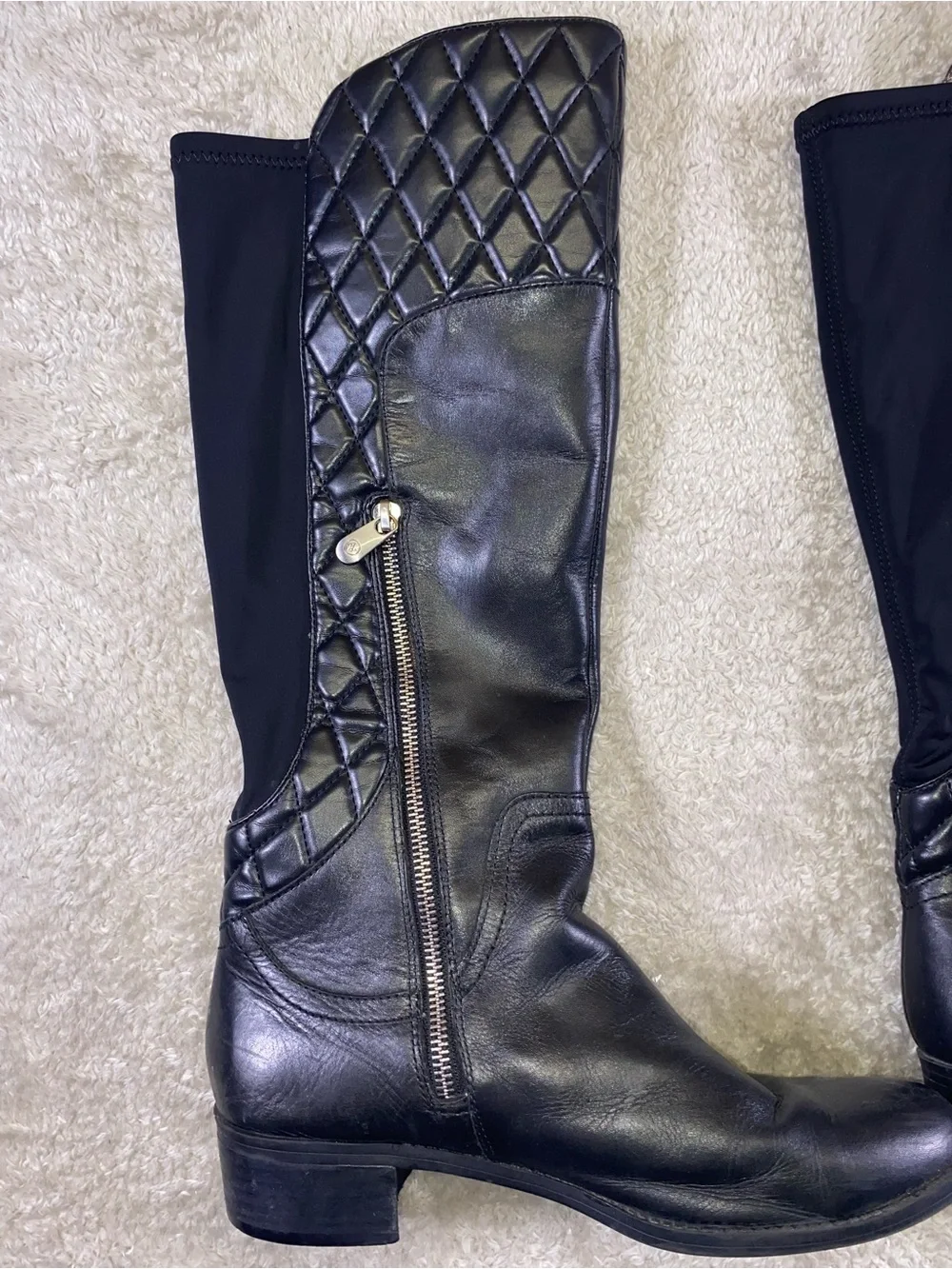 Adrienne Vittadini Black Quilted  Riding Boots size 9